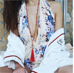 Pink Topas - Feine Buddha  Halskette - tschechisches Glas - gold - Pink und ruby red – Bild 2