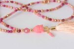 Ruby Red - Feine Buddha  Halskette - tschechisches Glas - gold - Pink und ruby red – Bild 2