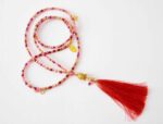 Pink Topas - Feine Buddha  Halskette - tschechisches Glas - gold - Pink und ruby red – Bild 5