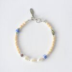 Stylisches Perlenarmband "Amy" Süsswasserperlen mit afrikanischem und böhmischem Glas Silber Ivory