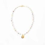 Trendkette Bunte Perlenkette mit bunten Highlights Süsswasserperlen Gold - Sanddollar