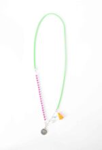 Stylisches Neon Wickelarmband Nappaleder und Jade - NEON Grün und Lila – Bild 2