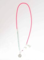 Stylisches Neon Wickelarmband Nappaleder und Jade - NEON Pink und Flaschengrün – Bild 2