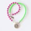 Stylisches Neon Wickelarmband Nappaleder und Jade - NEON Grün und Lila