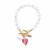Liebevoll gestaltetes Herz  Armband Valentina mit Toggle Verschluss in Gold weiß