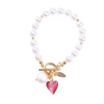 Liebevoll gestaltetes Herz Armband Valentina mit Toggle Verschluss in Gold weiß