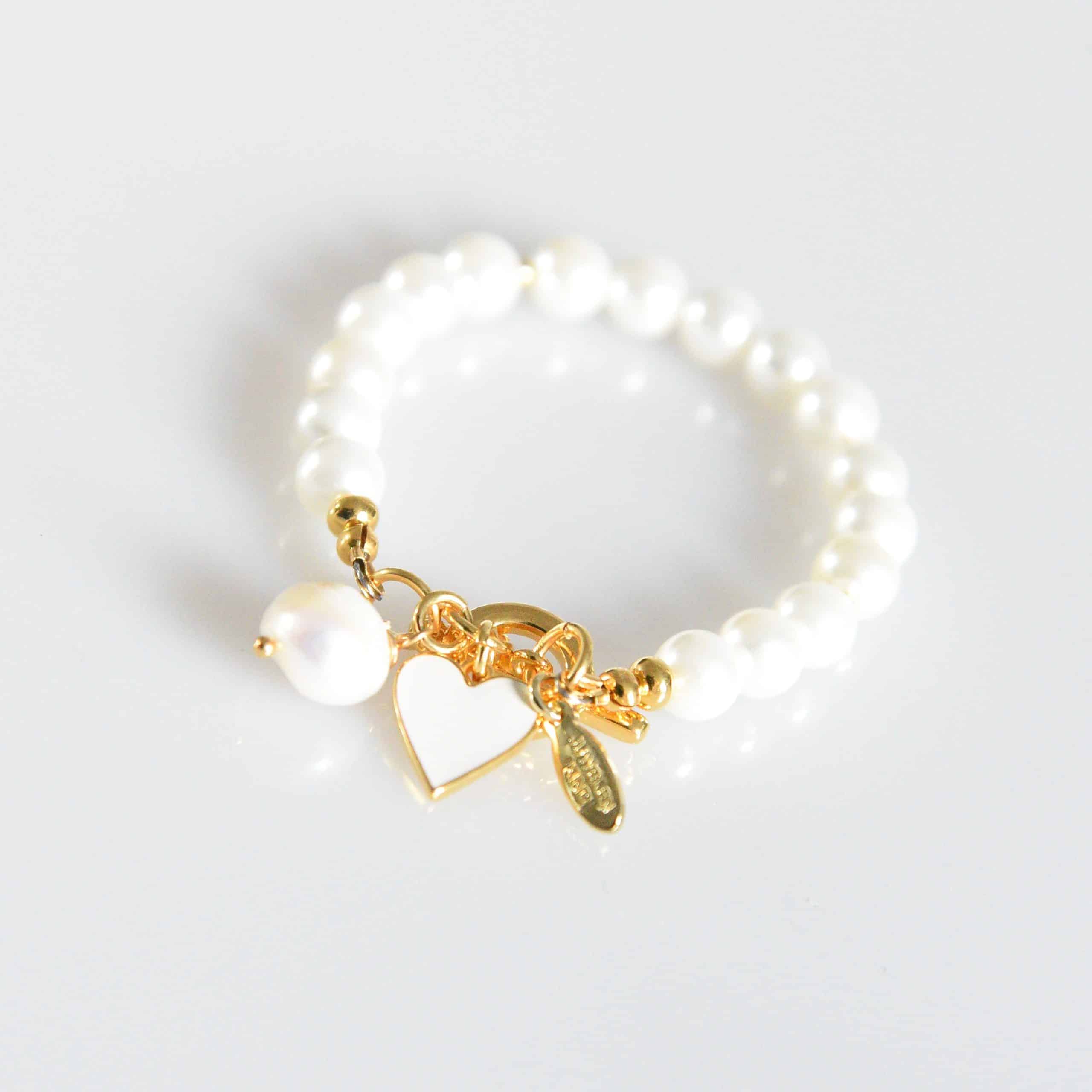 Herz Armband Valentina mit Toggle Verschluss in Gold weiß – ⚜  Handgefertigter Fashion und Lifestyle Schmuck ⚜