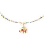 Happy Elefant Kurzkette SINA aus Mini Glasrondellen warme Gold und Bunt Töne – Bild 2