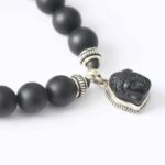 Onyx Armband matt mit Onyx Buddha in 925er Silber eingefasst – Bild 3