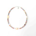 Bunte Kurzkette mit Millefiori, Süswasserperle und Glasschliff aus afrikanischen Vinylscheiben