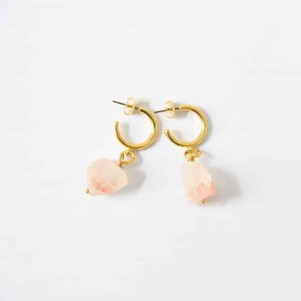 Hochwertige Bergkristall Ohrringe  Kreolen Ohrringe Ohrringe 24K vergoldet – Bild 2