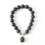 Onyx Armband matt mit Onyx Buddha in 925er Silber eingefasst – Bild 2