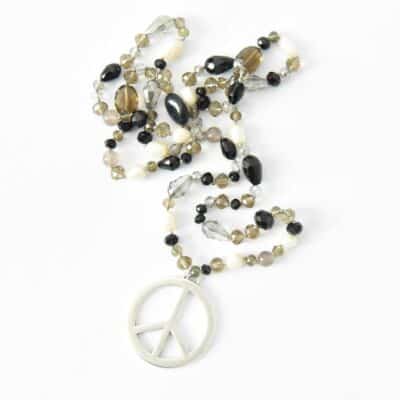 Grau, Taupe, Black & White Boho Hippiekette Lizzy in 90cm Länge ✪ Boho  Style ✪ Variante Silber – Bild 5