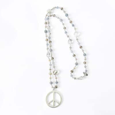 Graue Peace Hippiekette Lizzy in 90cm Länge ✪ Boho  Style ✪ Variante Silber – Bild 2