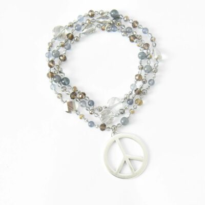 Graue Peace Hippiekette Lizzy in 90cm Länge ✪ Boho  Style ✪ Variante Silber – Bild 3