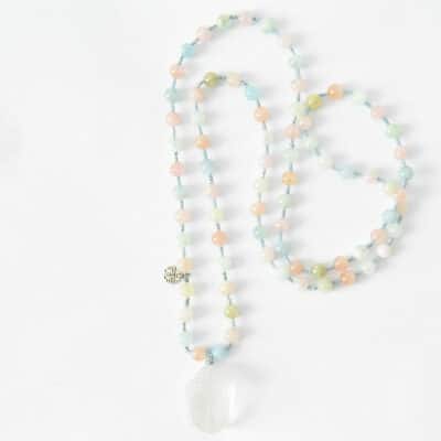 One of a kind * Einzelstück - Kette Morganit Buddha aus Bergkristall Morganit Aquamarin Beryll – Bild 4
