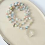 One of a kind * Einzelstück - Kette Morganit Buddha aus Bergkristall Morganit Aquamarin Beryll – Bild 5