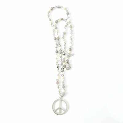 Beige Graue Peace Hippiekette Lizzy in 90cm Länge ✪ Boho  Style ✪ Variante Silber – Bild 3