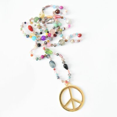 90 cm Peace Hippiekette Lizzy in 90cm Länge ✪ Ibiza Style ✪ Variante Gold – Bild 2
