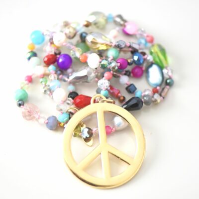90 cm Peace Hippiekette Lizzy in 90cm Länge ✪ Ibiza Style ✪ Variante Gold