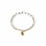 "FREUDE" positives Affirmations Armband goldene Glasperlen Buchstaben Zuchtperle Gold