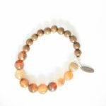 Naturstein Armband aus braunem Achat und braunen Holzkugeln