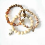 Naturstein Armband aus braunem Achat und braunen Holzkugeln – Bild 4