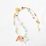 MUSTER Fröhlich bunte Sommerkette mit Jade Schildkröte - Bunter Mix aus Halbedelsteinen, bunten Perlen und Glas