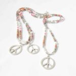 Lange Bettelkette aus bunten Scheiben und weißen Perlen  ✪ Peace ✪ Hippie Boho Style – Bild 2