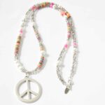 Lange Bettelkette aus bunten Scheiben und weißen Perlen  ✪ Peace ✪ Hippie Boho Style