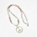 Lange Bettelkette aus bunten Scheiben und weißen Perlen  ✪ Peace ✪ Hippie Boho Style – Bild 3