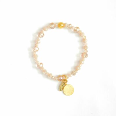 Münz Armband Ivory mit Topas farbenem Glas und Vergoldeter Münze