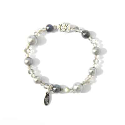 Armband mit Lotusblüte in Grau Silber