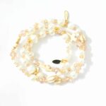 Perlen Armband Ivory mit weißen Perlen, Topas farbenem Glas und Gold