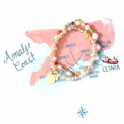 Armband CAPRI Perlen Mix aus weißen Perlen und bunten Steinen Gold – Bild 2