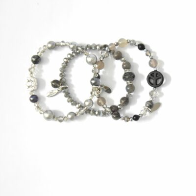 Peace Armband  mit  Howlith schwarz grau – Bild 2