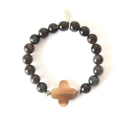 Obsidian Armband mit schönem Horn Element – Bild 2