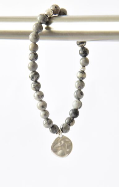 Armband  Sanja aus grauem  Jaspis mit versilberten Metallzierteilen – Bild 3