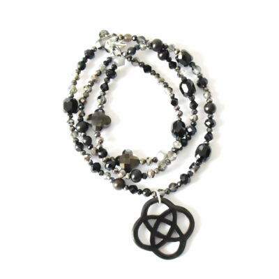 Rundhals Kette Black Diamond Halskette in Schwarz mit Horn Element