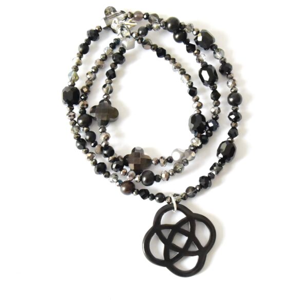 Rundhals Kette Black Diamond Halskette in Schwarz mit Horn Element – Bild 4