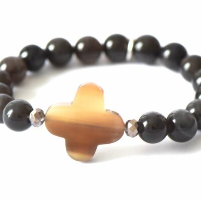 Obsidian Armband mit schönem Horn Element