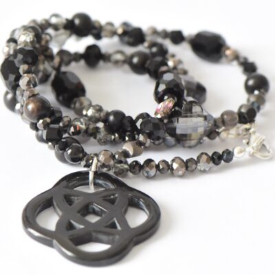 Rundhals Kette Black Diamond Halskette in Schwarz mit Horn Element – Bild 3
