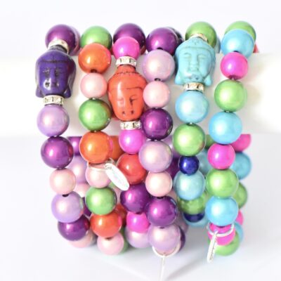 Enjoy and Love Life Bunte Bettelkette Miracle Beads  Millefiori Glas Barockperle – Bild 5