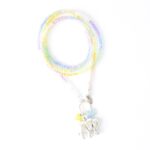 105 cm  Kette "Tulia" Pastell Regenbogen mit Glasschliffperlen, und großem versilberten Elefant Anhänger, lange Variante – Bild 2