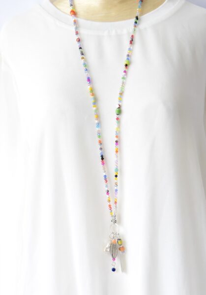 Enjoy and Love Life Bunte Bettelkette Miracle Beads  Millefiori Glas Barockperle – Bild 3