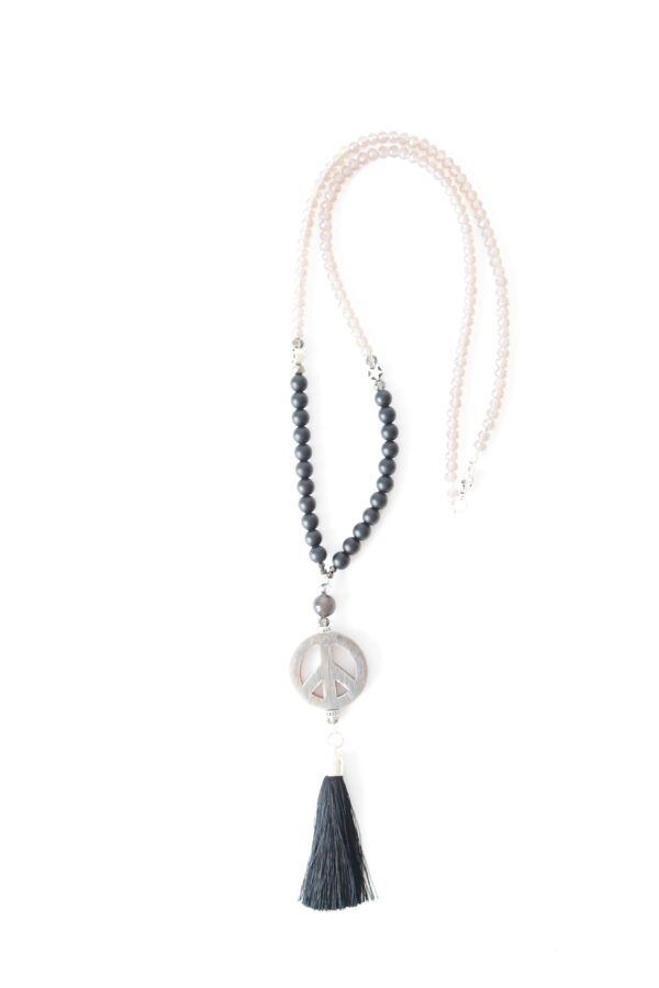 Y - Halskette , schwarzer Onyx mit Horn Paece – Bild 2