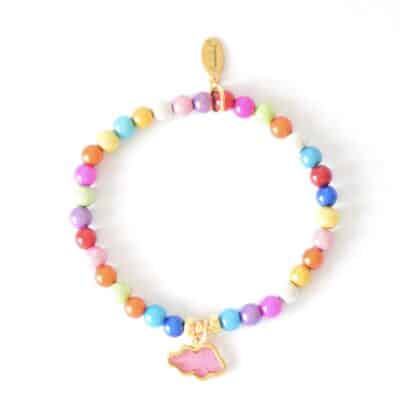 "Pink Cloud in the Sky" Feines Miracle Bead  Armband mit Pink farbener Wolke aus Glas vergoldet – Bild 2
