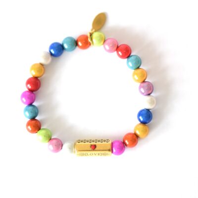 Armband LOVE aus Miracle Beads  mit trendiger Emaille Perle Rotes Herz