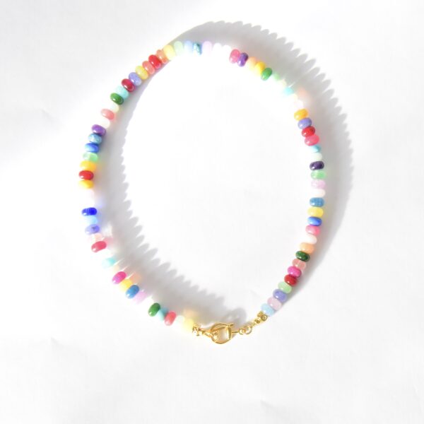 Bunter Allrounder Kurze Halskette aus Edelsteinrondellen mit Toggle Verschluss 24 K vergoldet – Bild 5