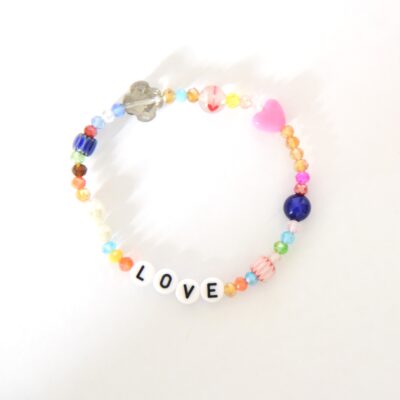 Affirmations Armband bunte Glasperlen Millefiori – Bild 2